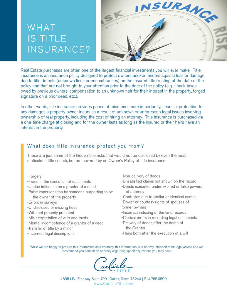 What is Title Insurance? | Carlisle Title