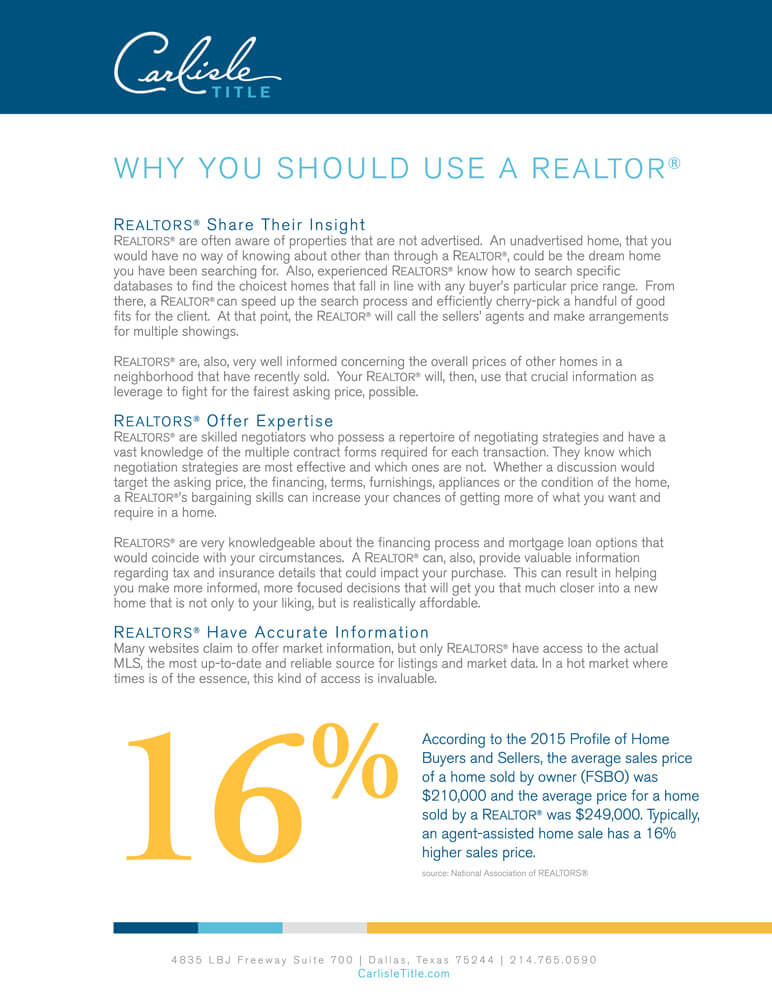 Why You Should Use a Realtor