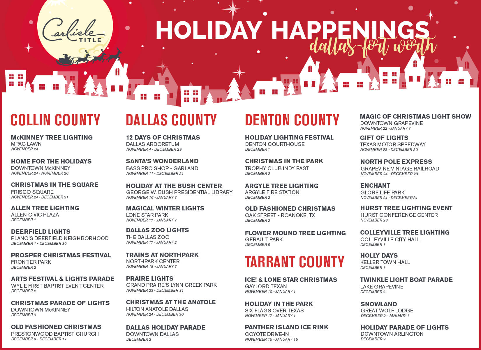 Holiday Happenings in Dallas Fort Worth Carlisle Title